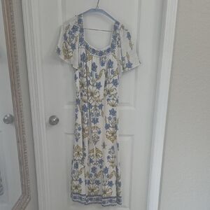 Draper James Blue and Yellow Floral Midi Dress